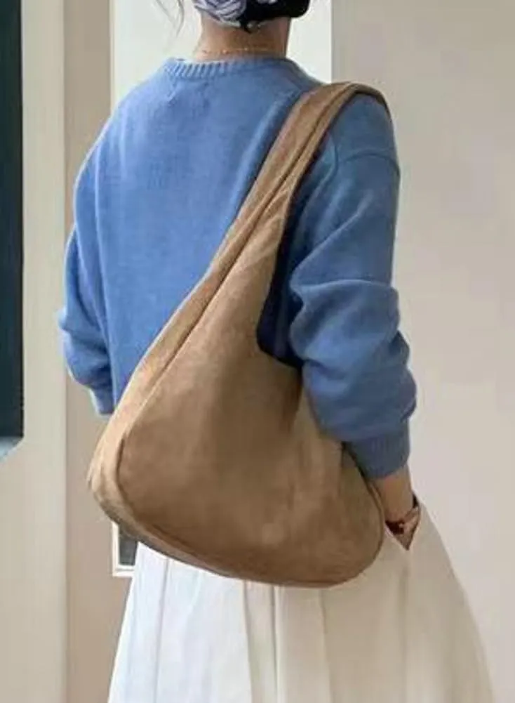 Soft Suede Shoulder Bag for Women Large Tote Purse Vintage Slouchy Top Handle Satchels Casual Working Handbag