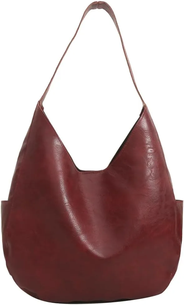 Soft Vegan Leather Shoulder Bag for Women Large Dumpling Tote Purse Retro Working Handbag Top Handle Satchels