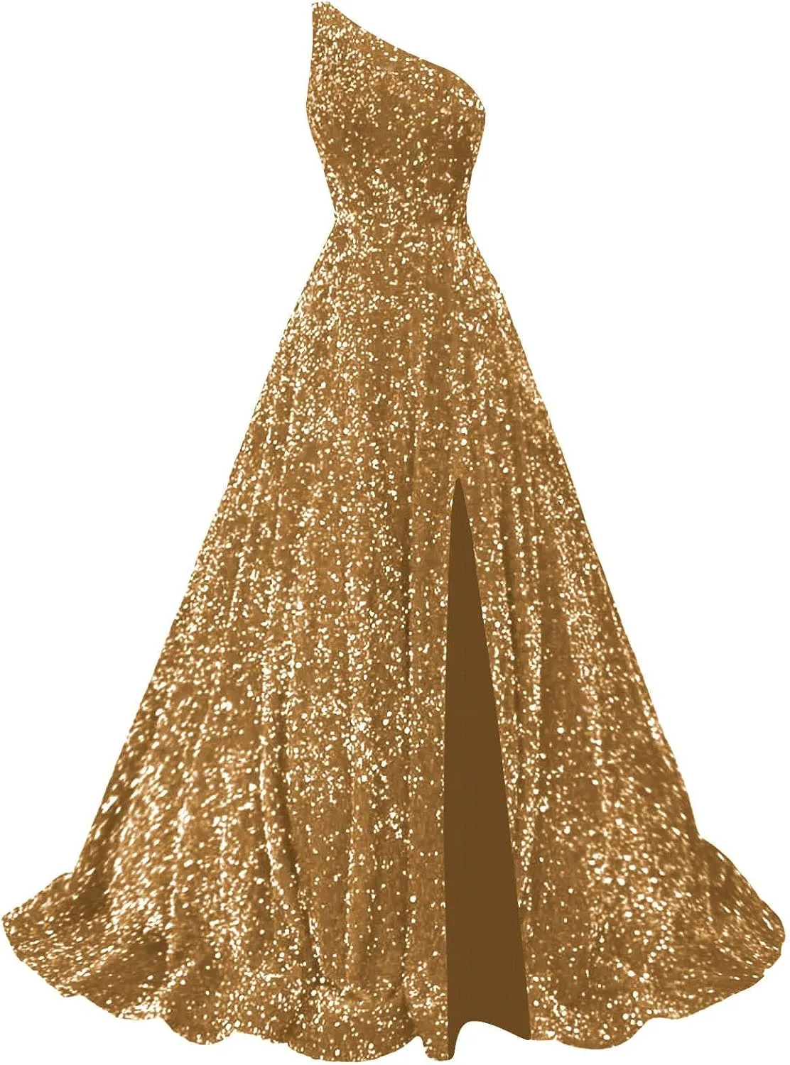 Sparkly Sequin Prom Dresses for Women 2025 Long Split One Shoulder Formal Evening Ball Gown with Pockets