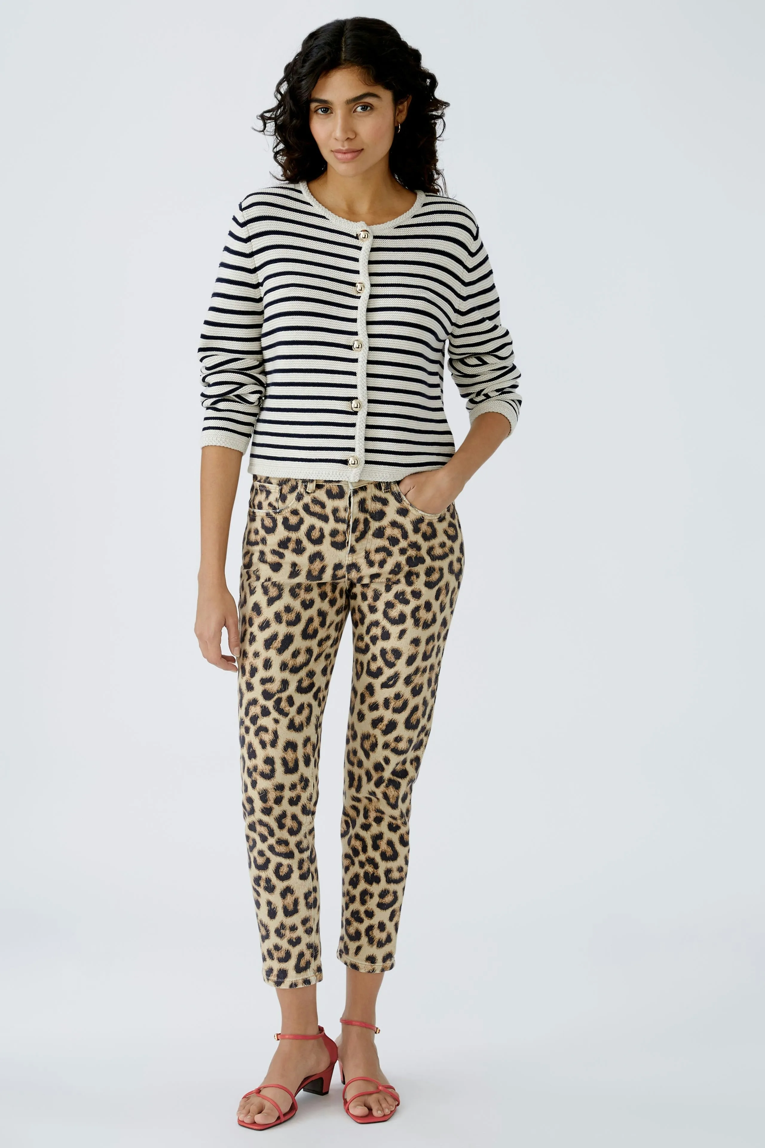 Striped Cardigan - White & Navy