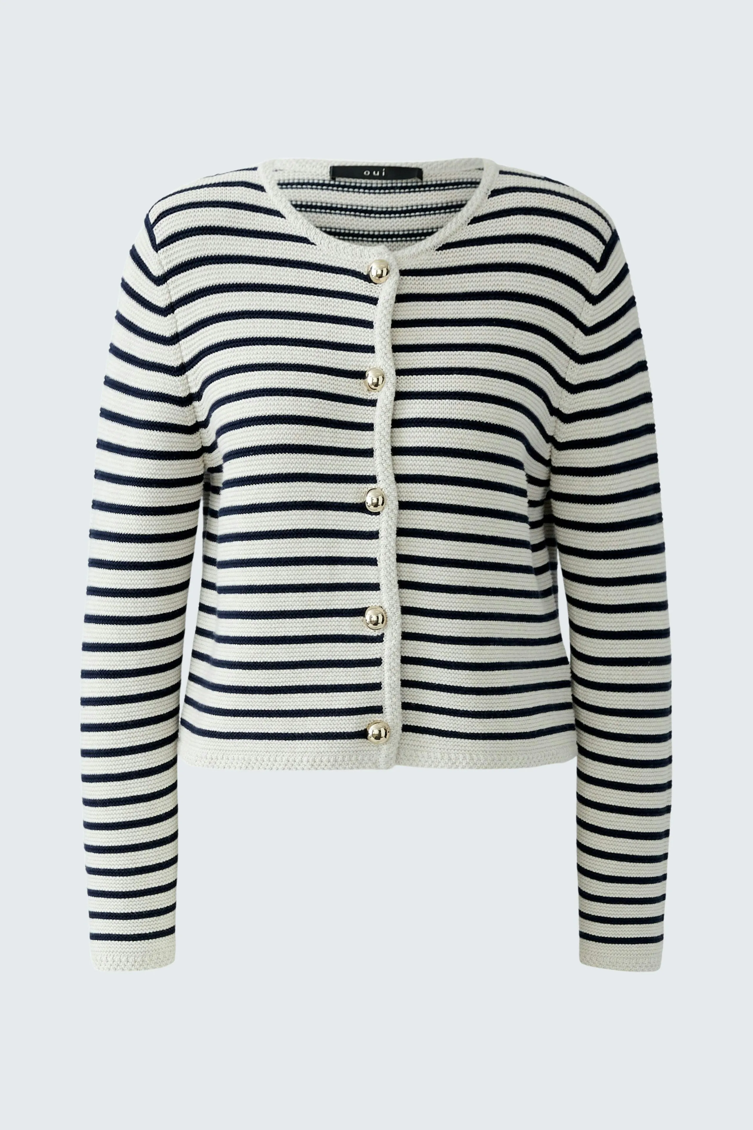 Striped Cardigan - White & Navy