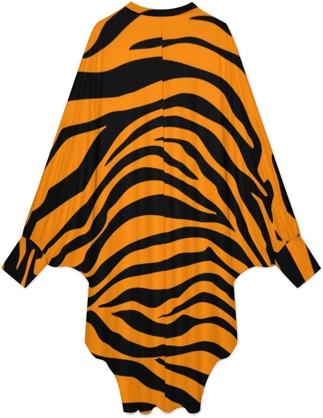 Tiger Orange Stripes Women's Mini Dress Loose Long Sleeve Shirt Dresses Casual Tunics