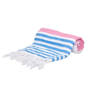 Tolu Pink & Blue Thin Turkish Towel