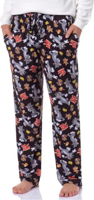 Tom and Jerry Men's Cheese Tossed Print Sleep Pajama Pants for Adults