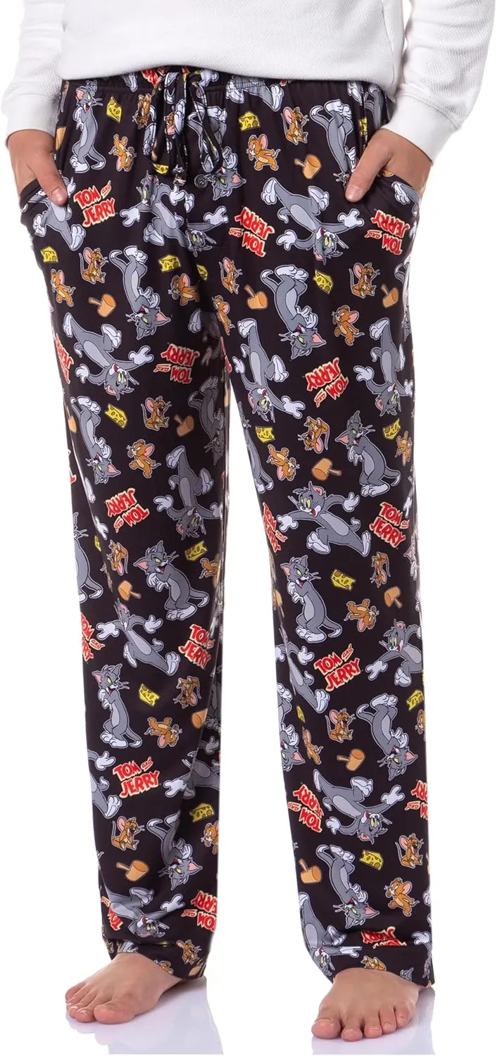 Tom and Jerry Men's Cheese Tossed Print Sleep Pajama Pants for Adults