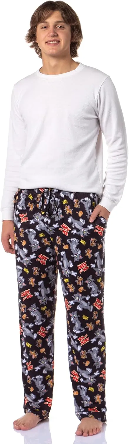 Tom and Jerry Men's Cheese Tossed Print Sleep Pajama Pants for Adults