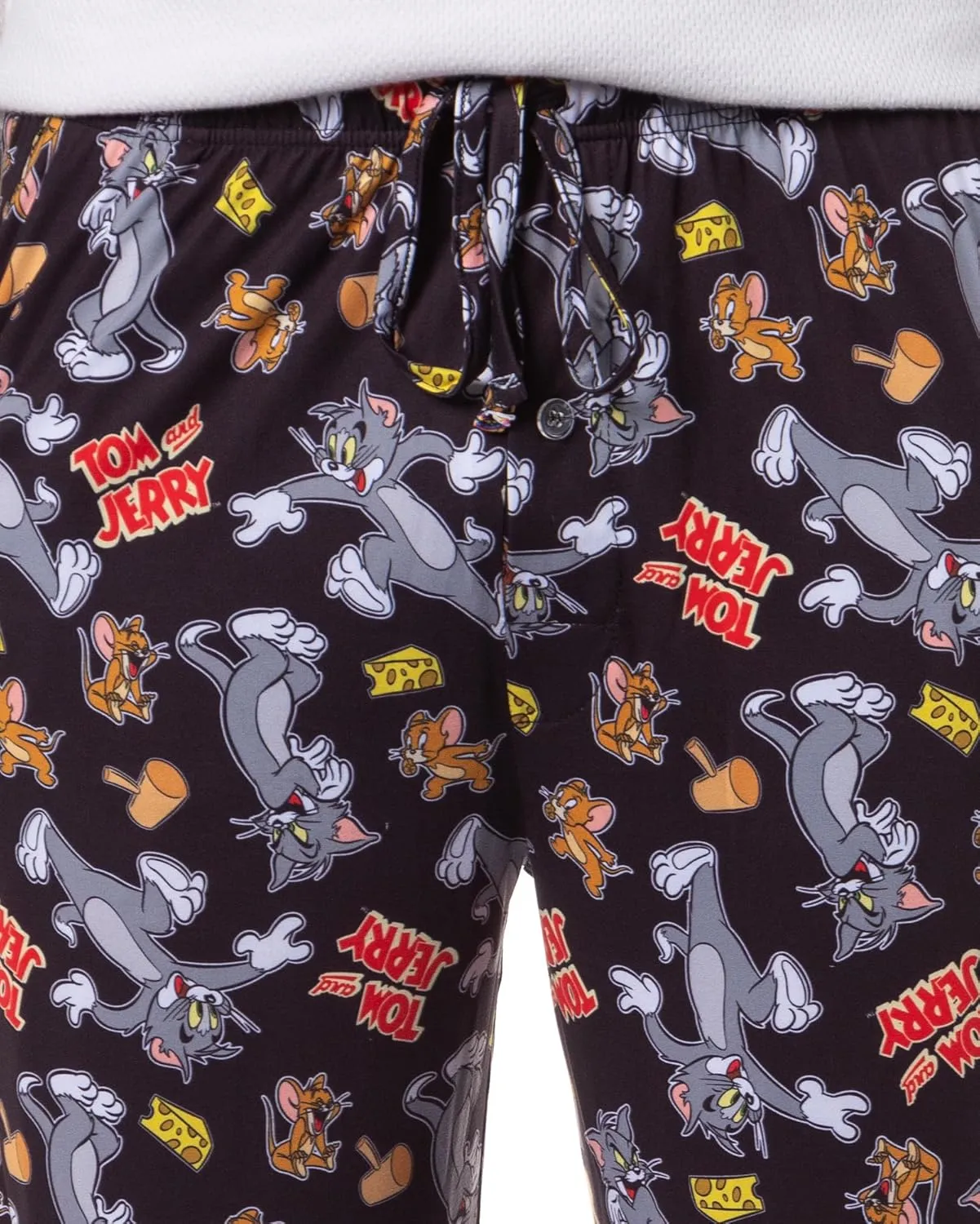 Tom and Jerry Men's Cheese Tossed Print Sleep Pajama Pants for Adults