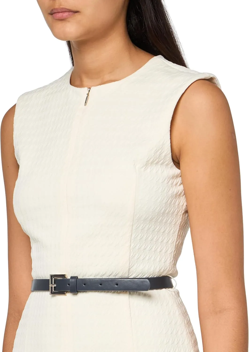 Tommy Hilfiger Women's Belted Textured Mini Knit Jacquard Sheath Dress
