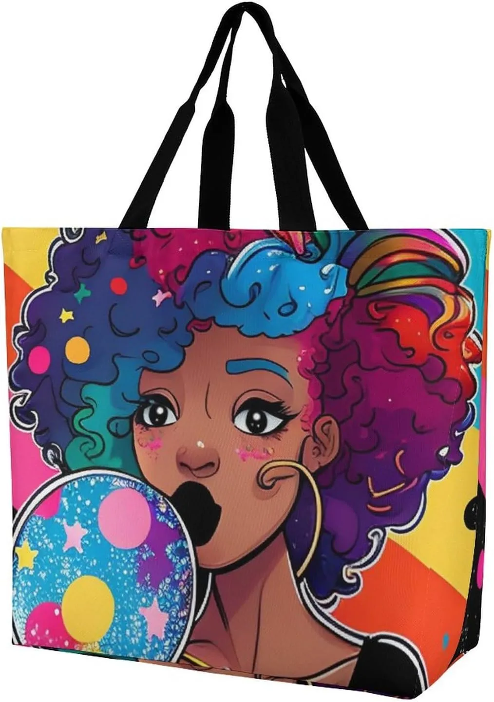 Tote Bag for Women Satchel Purse and Handbags Ladies Shoulder Totes Shoulder Bags Compatible with Black Women Women Rainbow Pop Art for Picnic Outdoor Shopping