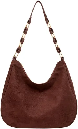 Trendy Suede Crescent Tote Bag Women Slouchy Satchels Shoulder Bag Crossbody Purse Top-handle Travel Tote Handbag 2024