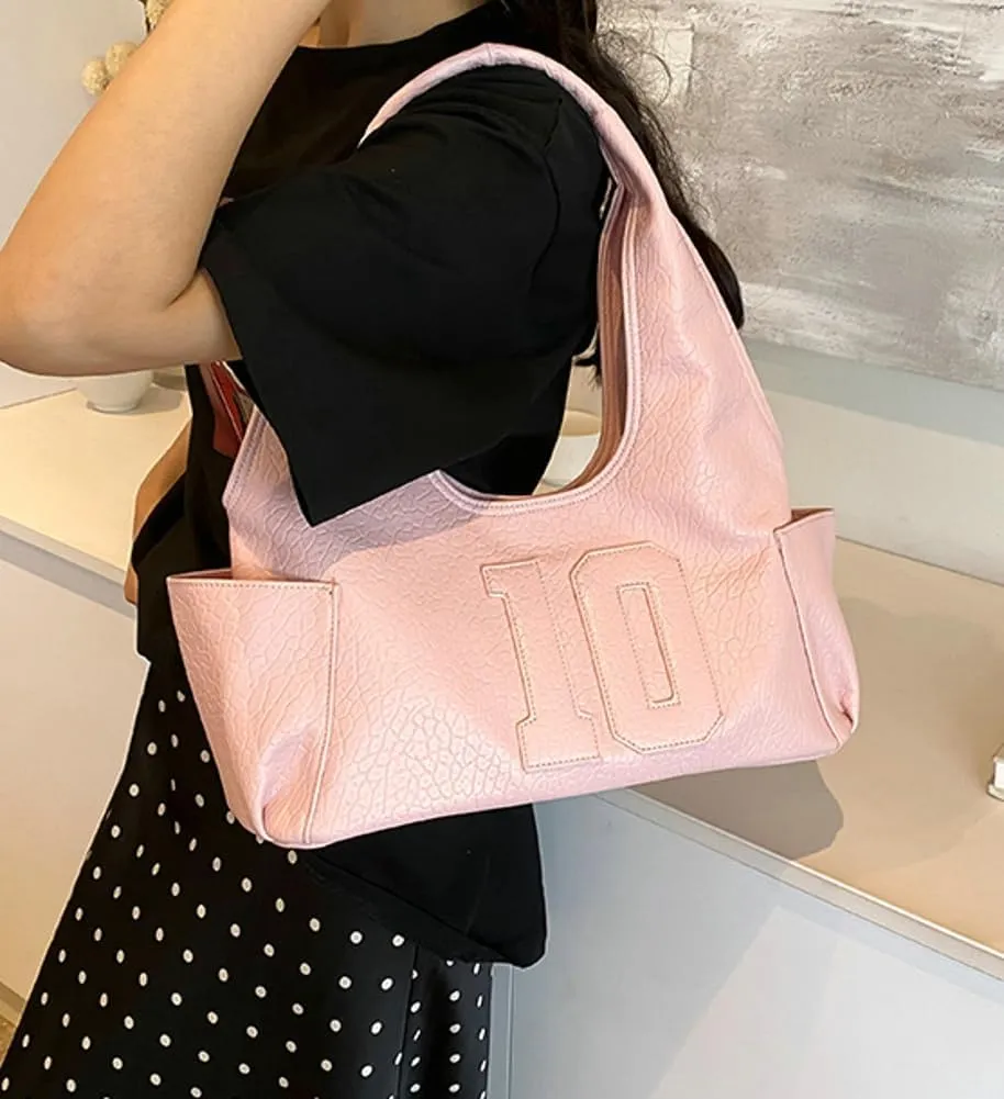 Trendy Vegan Leather Shoulder Bag for Women Top Handle Handbag Y2K Large Tote Purse Working Underarm Satchels