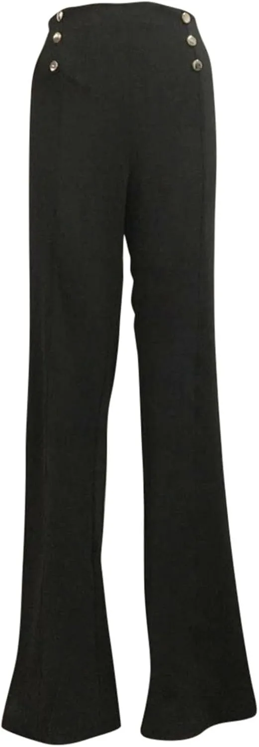 Uillui Dress Pants for Women Business Casual Classy High Waist Flared Sailor Pants Stretchy Wide Leg Trousers Work Slacks