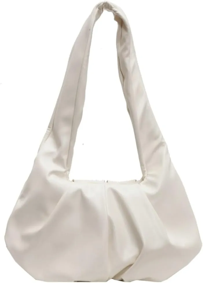 Vegan Leather Shoulder Bags for Women Trendy Pleated Handbag Small Tote Purse Ladies Top Handle Satchels