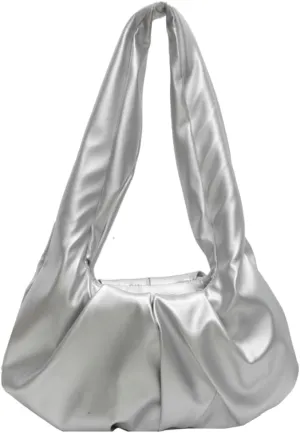 Vegan Leather Shoulder Bags for Women Trendy Pleated Handbag Small Tote Purse Ladies Top Handle Satchels