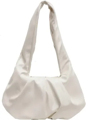 Vegan Leather Shoulder Bags for Women Trendy Pleated Handbag Small Tote Purse Ladies Top Handle Satchels
