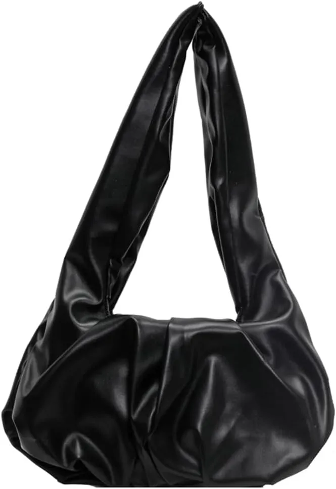 Vegan Leather Shoulder Bags for Women Trendy Pleated Handbag Small Tote Purse Ladies Top Handle Satchels
