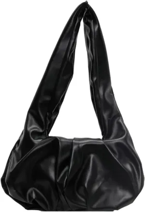 Vegan Leather Shoulder Bags for Women Trendy Pleated Handbag Small Tote Purse Ladies Top Handle Satchels