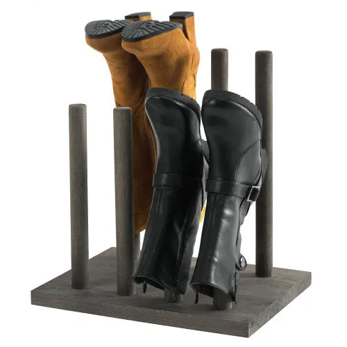 Vintage Gray Solid Wood Boot Holder Stand