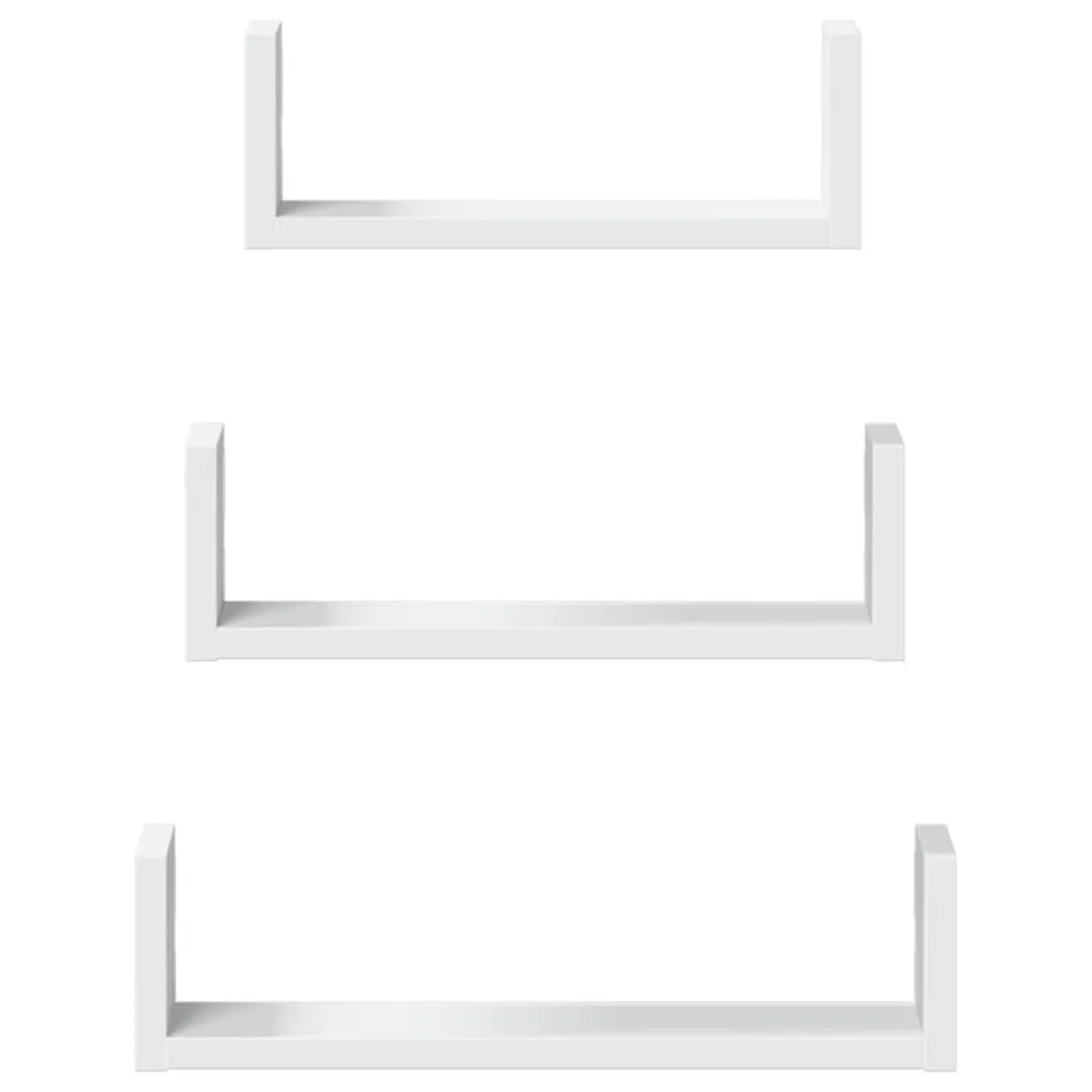 Wall Shelf 3 pcs White Engineered Wood