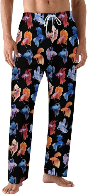 Watercolor Betta Fish Men's Pajama Pants Soft Loungewear Bottoms Sleepwear with Drawstring