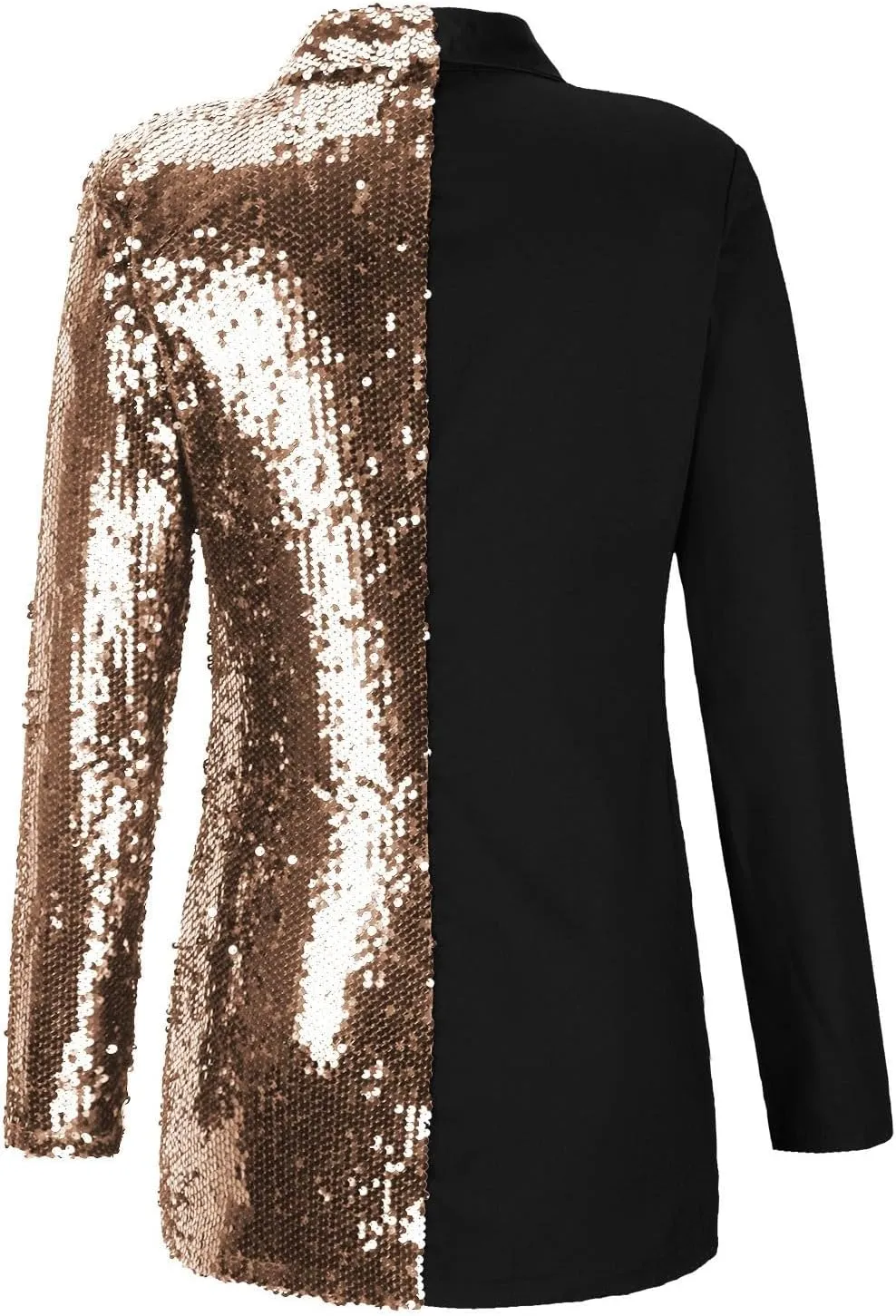 Woman Sequin Blazers Fashion Sparkly Glitter Dress Casual V-Neck Long Sleeve Button Dwon Color Block Mini Dress