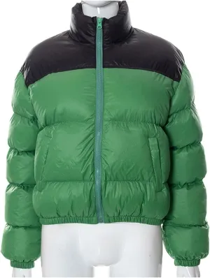 Women jacket Stand Collar Green Black Patchwork Quilted Jacket Women Autumn Winter Cotton Padded Pockets Warm Coats