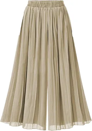 Women Palazzo Pants High Waisted Wide Leg Pants Pleated Chiffon Baggy Casual Travel Beach Summer Flowy Lounge Trouser