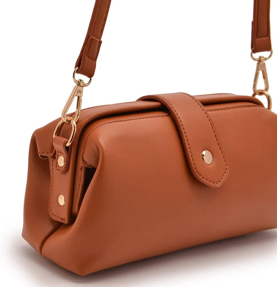 Women Retro Handbag Leather Handbag Fashion Crossbody Bags Premium Purse Barrel Bags Handle Work Totes
