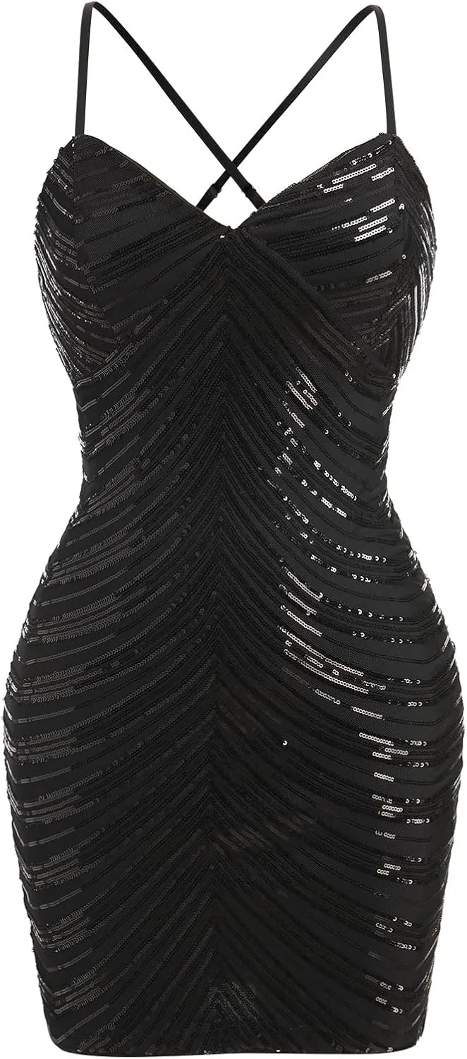 Women Sparkly Sequin Homecoming Dresses for Teens Short HOCO Dresses Tight Bodycon Mini Dress Cocktail Party Nightclub
