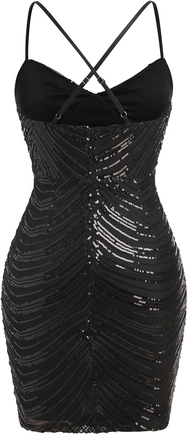 Women Sparkly Sequin Homecoming Dresses for Teens Short HOCO Dresses Tight Bodycon Mini Dress Cocktail Party Nightclub
