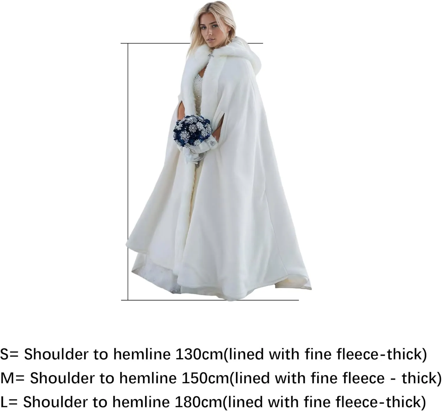 Women Wedding Cloak Shawl:Wedding Cape,Faux Fur Coat Hooded Cloak,White Faux Fur Jacket Bridal Coats Wraps