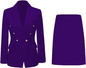 Women's 2 Piece Skirt Suit Set Business Office Lady Suits Blazer and Skirt