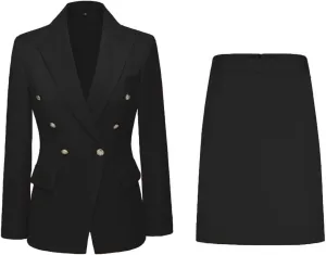 Women's 2 Piece Skirt Suit Set Business Office Lady Suits Blazer and Skirt