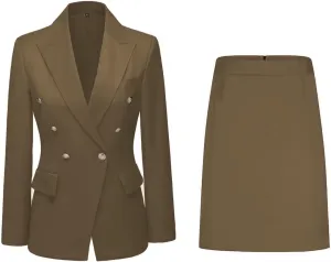 Women's 2 Piece Skirt Suit Set Business Office Lady Suits Blazer and Skirt