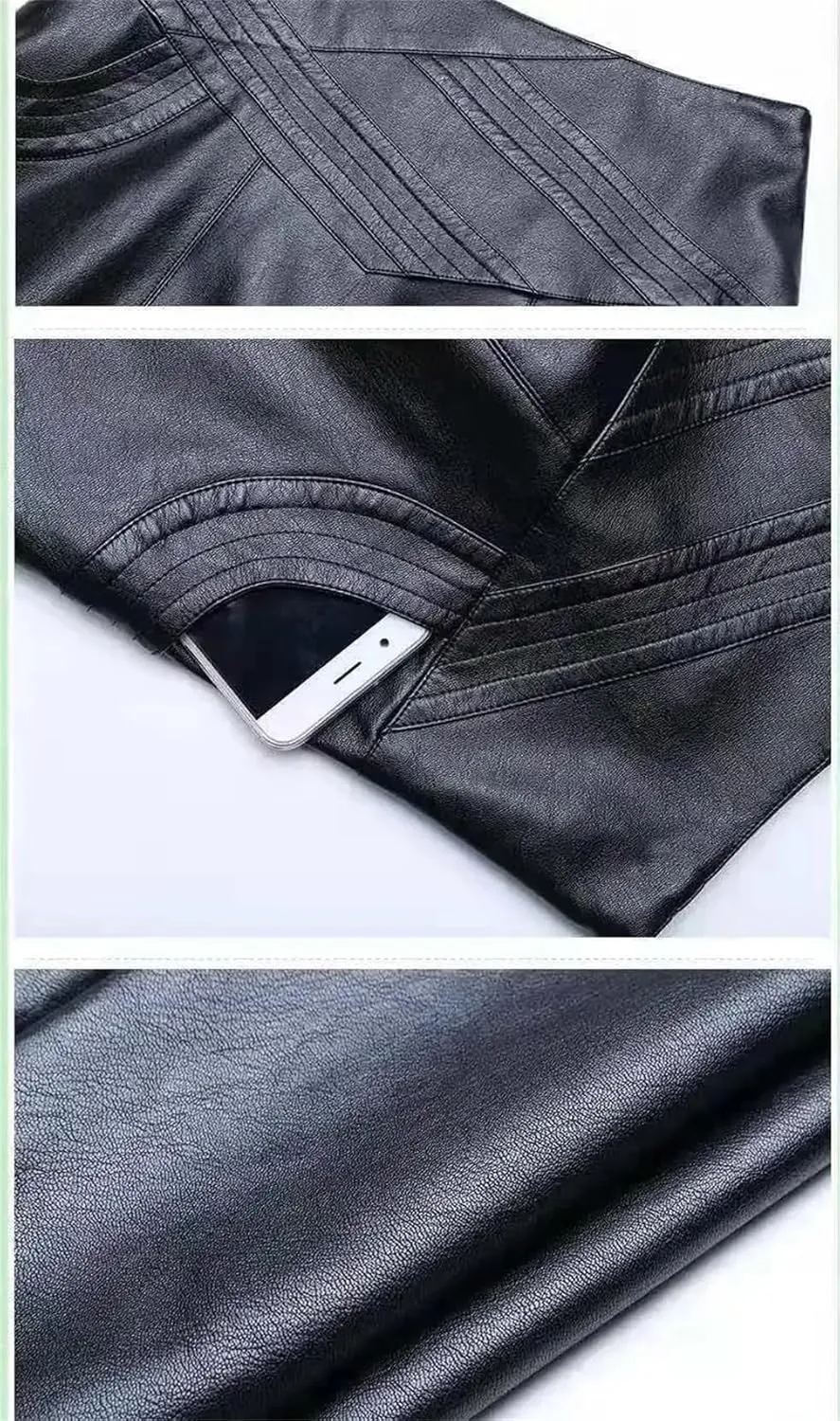 Women's A- Line PU Leather Skirt Knee-Length High-Waist Pleated Skirt Solid Woman Skirts Large-Size