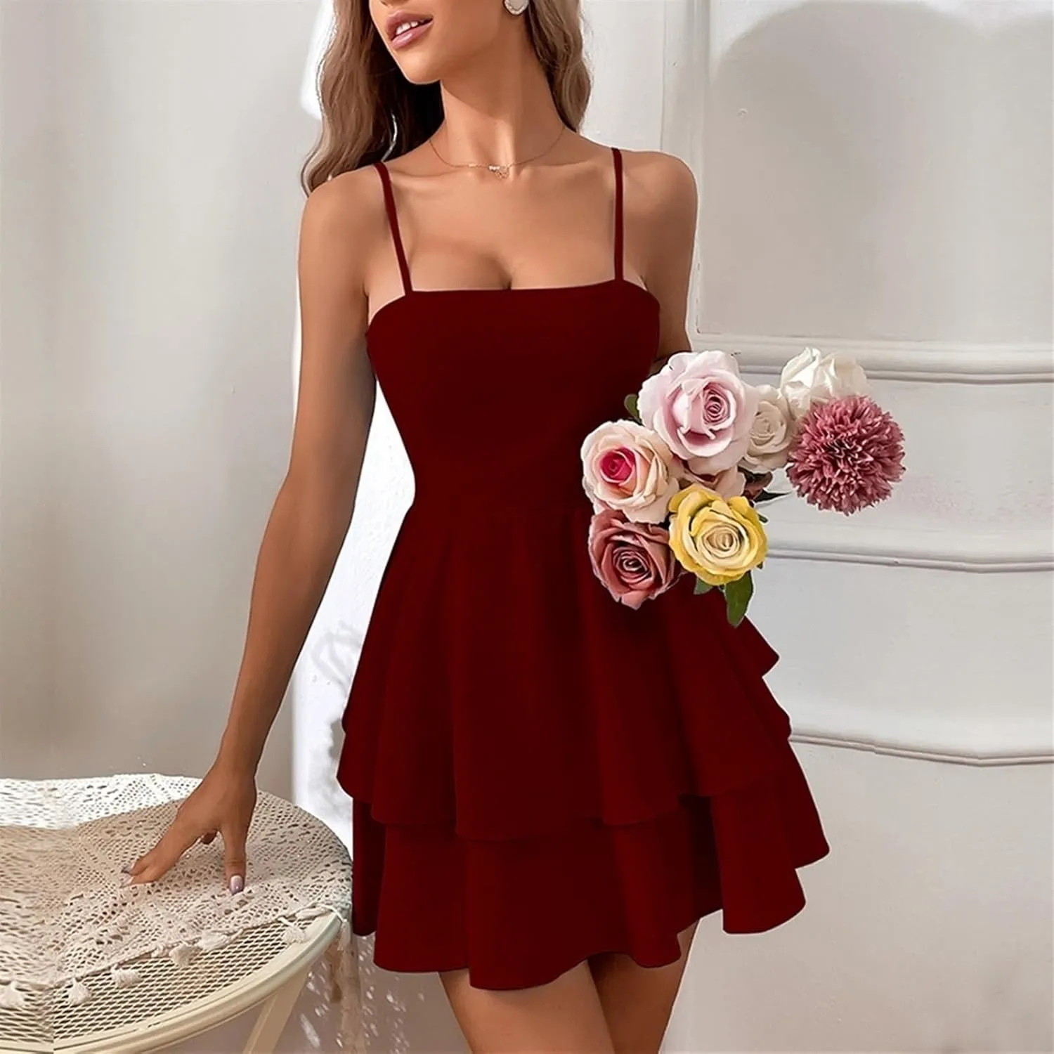 Women's Backless Bow Tie Short Dress Summer Models Sexy Halter Dresses Graduation Dress for Women