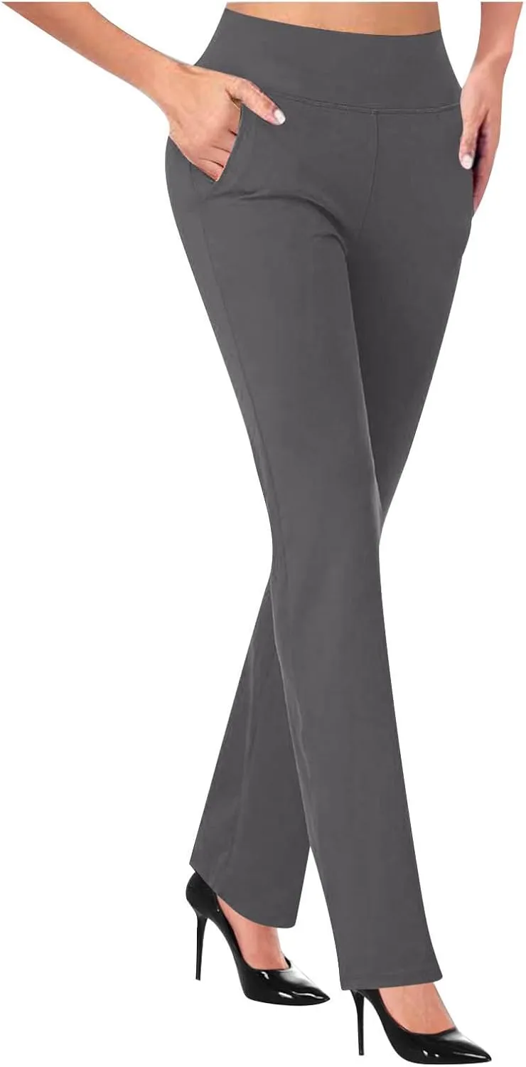 Womens High Waist Slim Fit Dress Pant 2024 Solid Wide-Leg Flare Trousers Fashion Dressy Loose Formal Work Pant