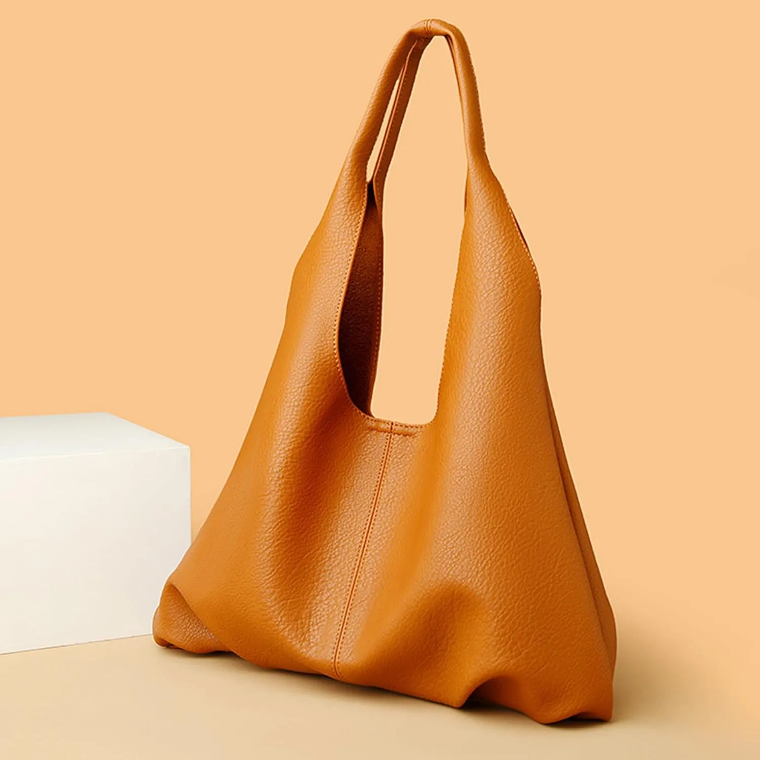 Womens Hobo Bag Large Capacity Shoulder Bag Vegan Leather Handbag Casual Top Handle Bag for Work