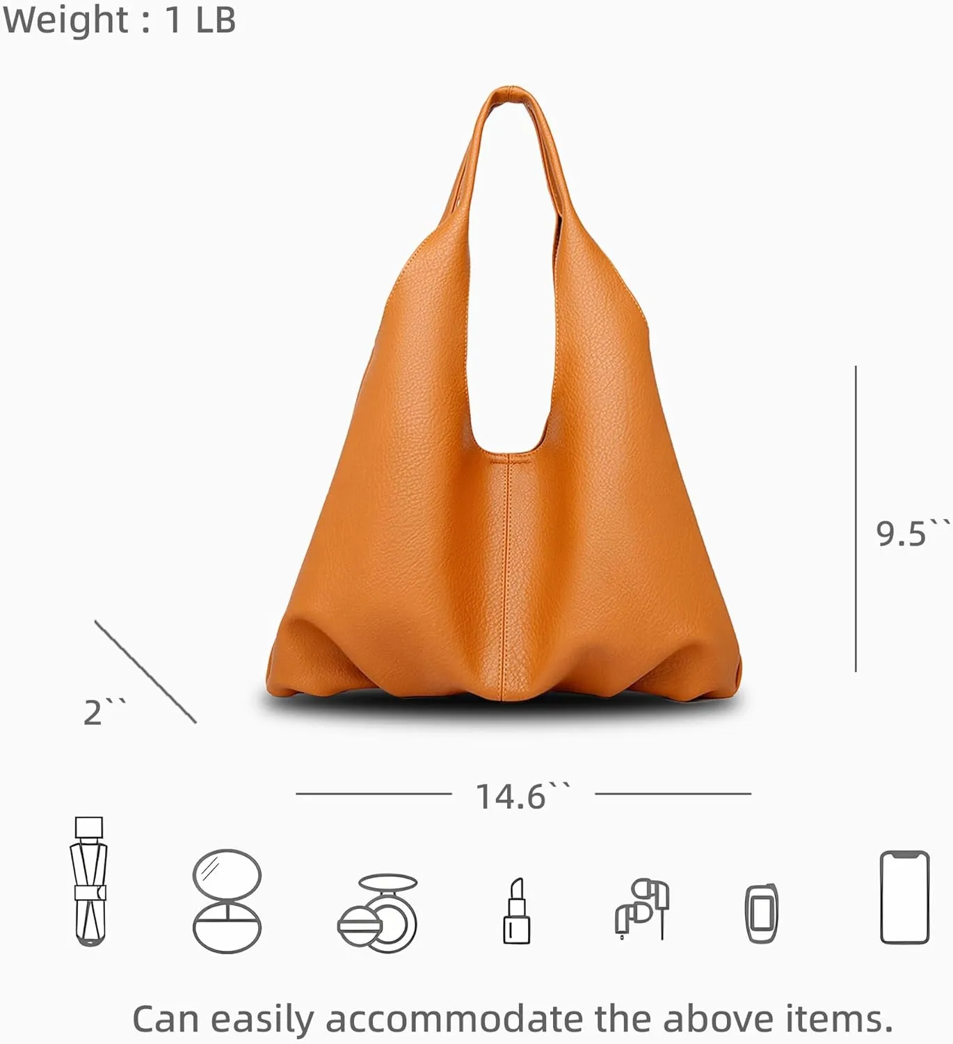 Womens Hobo Bag Large Capacity Shoulder Bag Vegan Leather Handbag Casual Top Handle Bag for Work