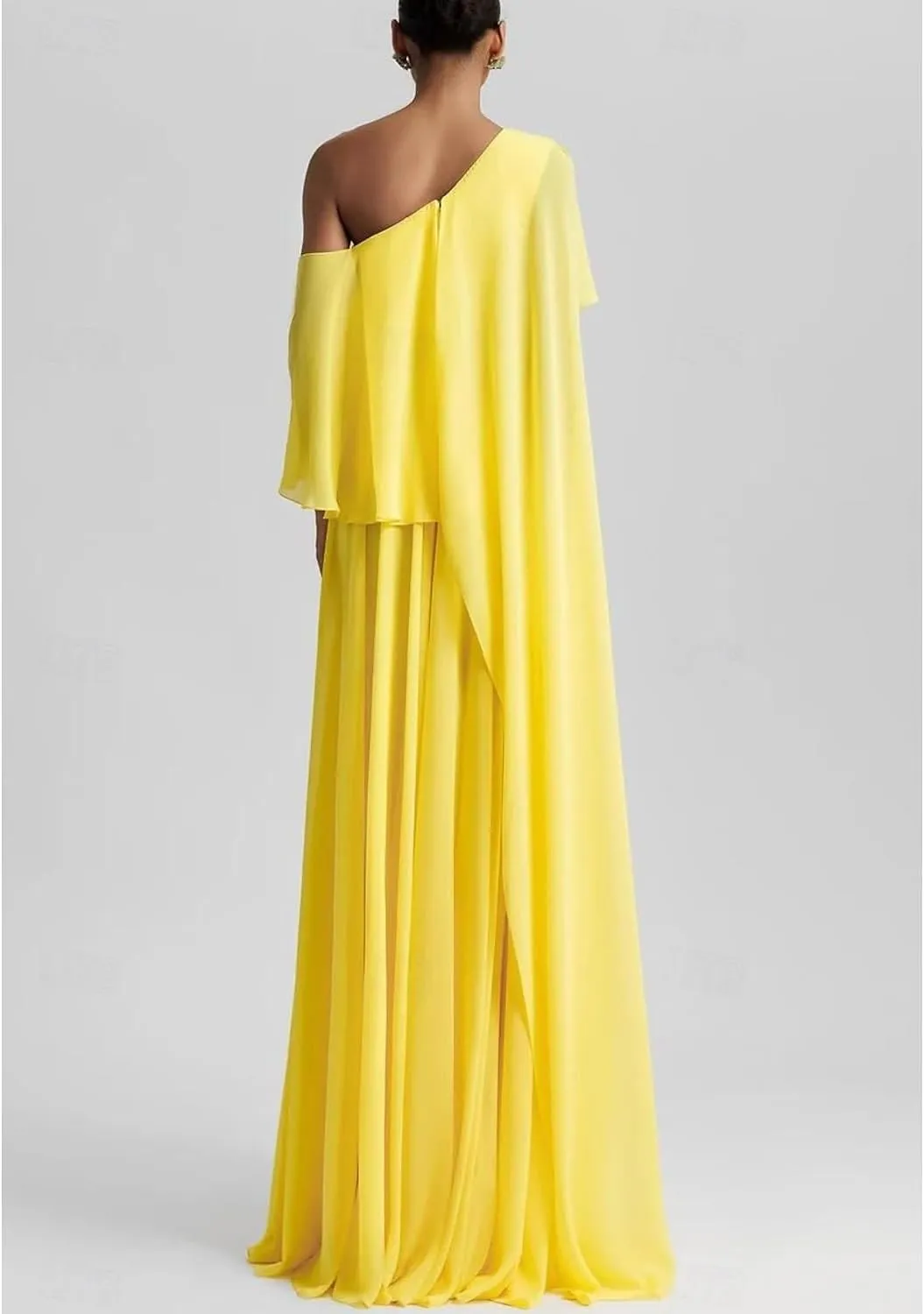 Women's One Shoulder Ruffles Bridesmaid Dresses for Wedding Side Split Beach Maxi Formal Dress