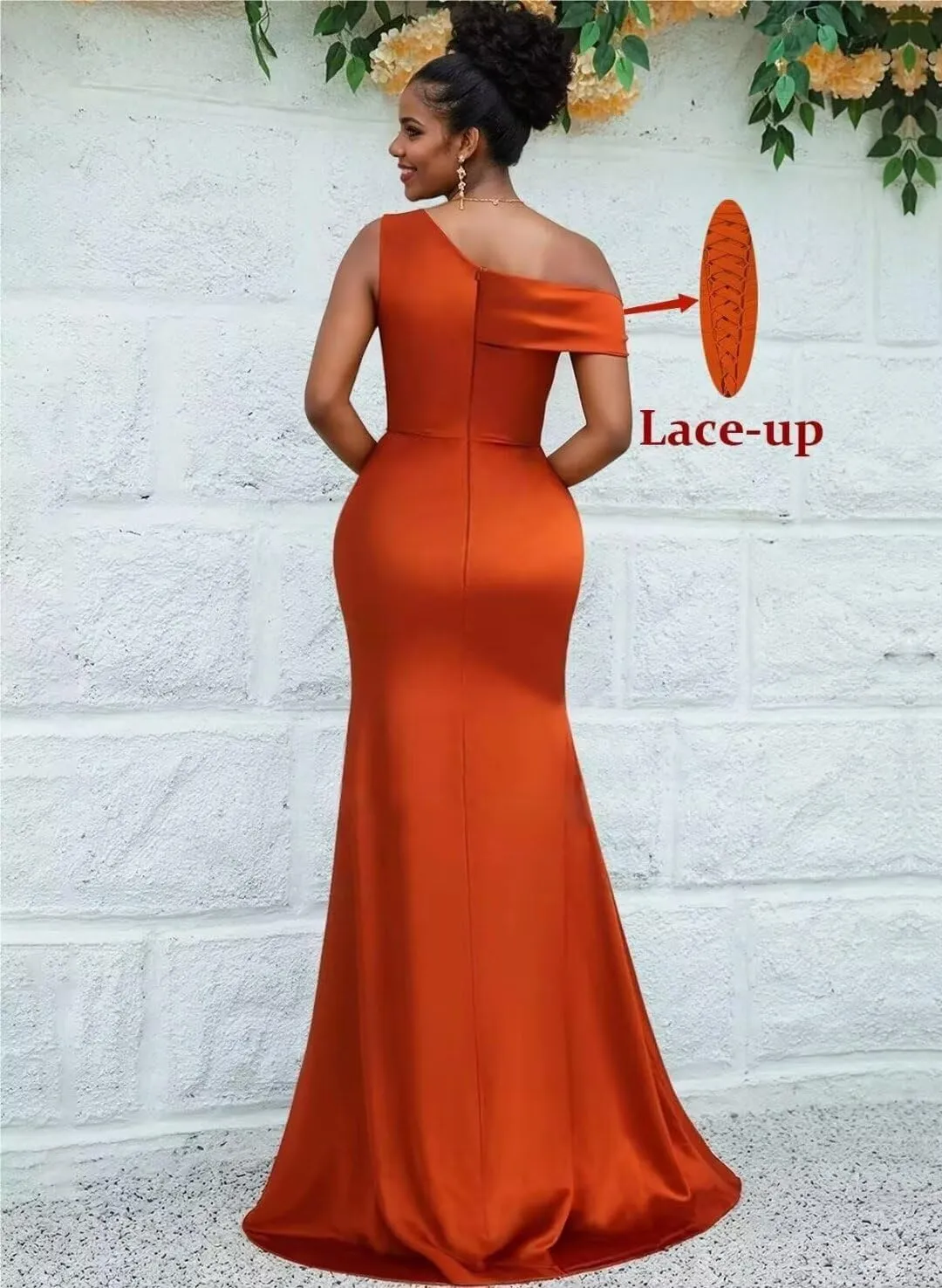 Women's One Shoulder Satin Bridesmaid Dresses Long Mermaid Elegant Formal Gowns Evening Dresses for Wedding 2025