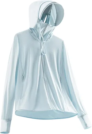 Women's Sun Protective Jacket Full Zip UPF 50  UV Protection Clothing Lightweight Summer Long Sleeve Hoodie Sun Shirts
