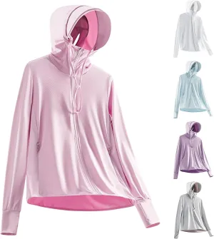 Women's Sun Protective Jacket Full Zip UPF 50  UV Protection Clothing Lightweight Summer Long Sleeve Hoodie Sun Shirts