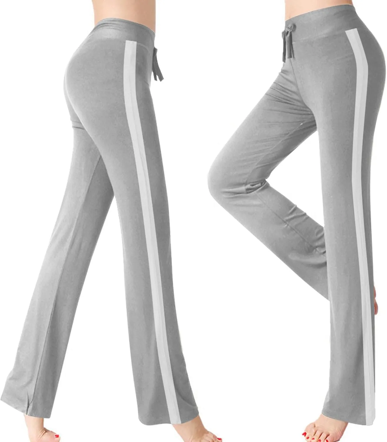 Women's Sweatpant Yoga Leggings Side Striped High Waist Stretch Slim Comfy Jogger Gym Sport Workout Pants Trousers