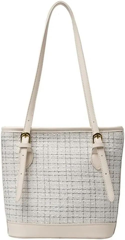 Womens Trendy Bucket Tote Bags Large Gird Shoulder Purses Handbags Ladies Top Handle Satchels with Adjustable Strap