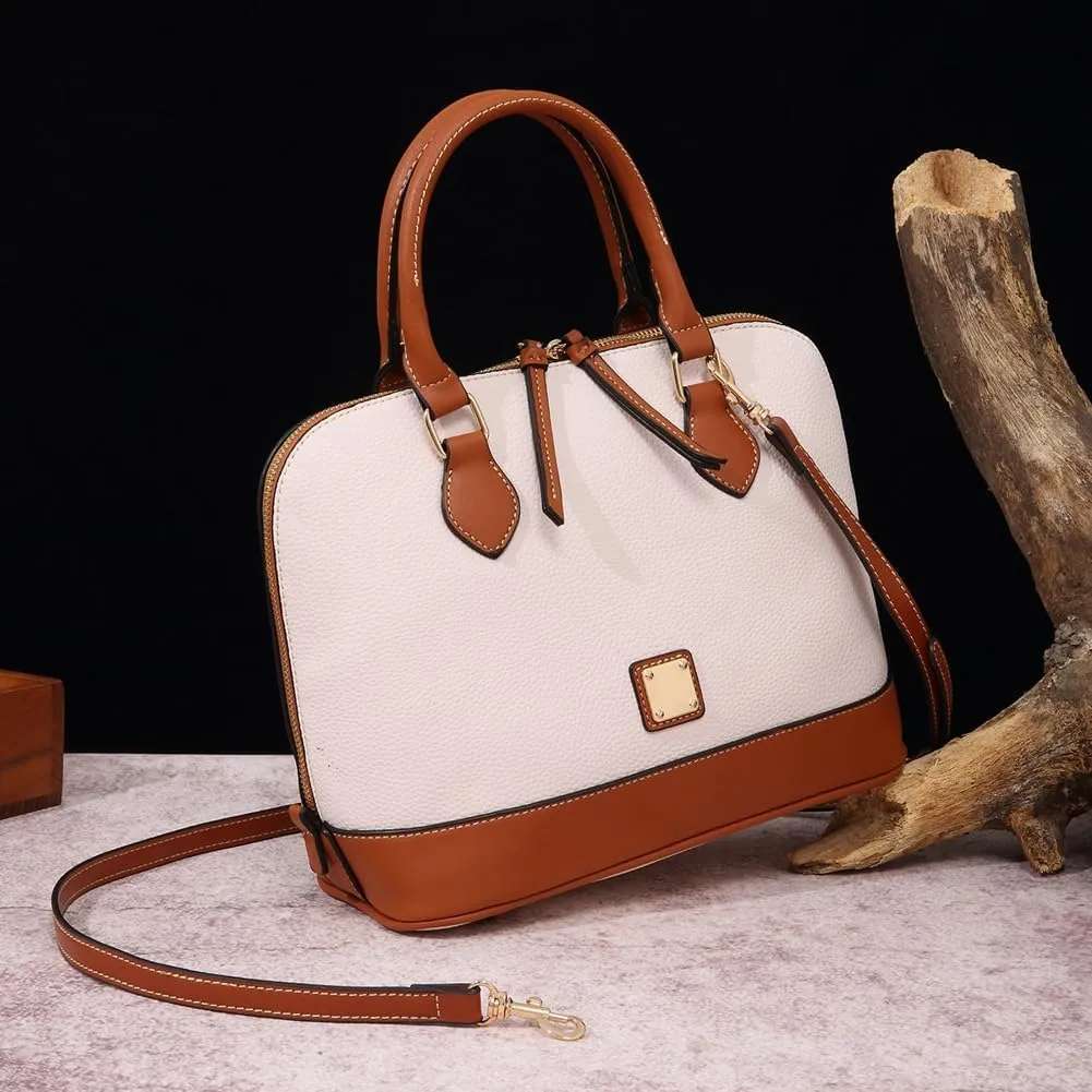 Womens Trendy Vegan Leather Handnag Purse Large Shell Tote Crossbody Bag Working Shoulder Bag Top Handle Satchels