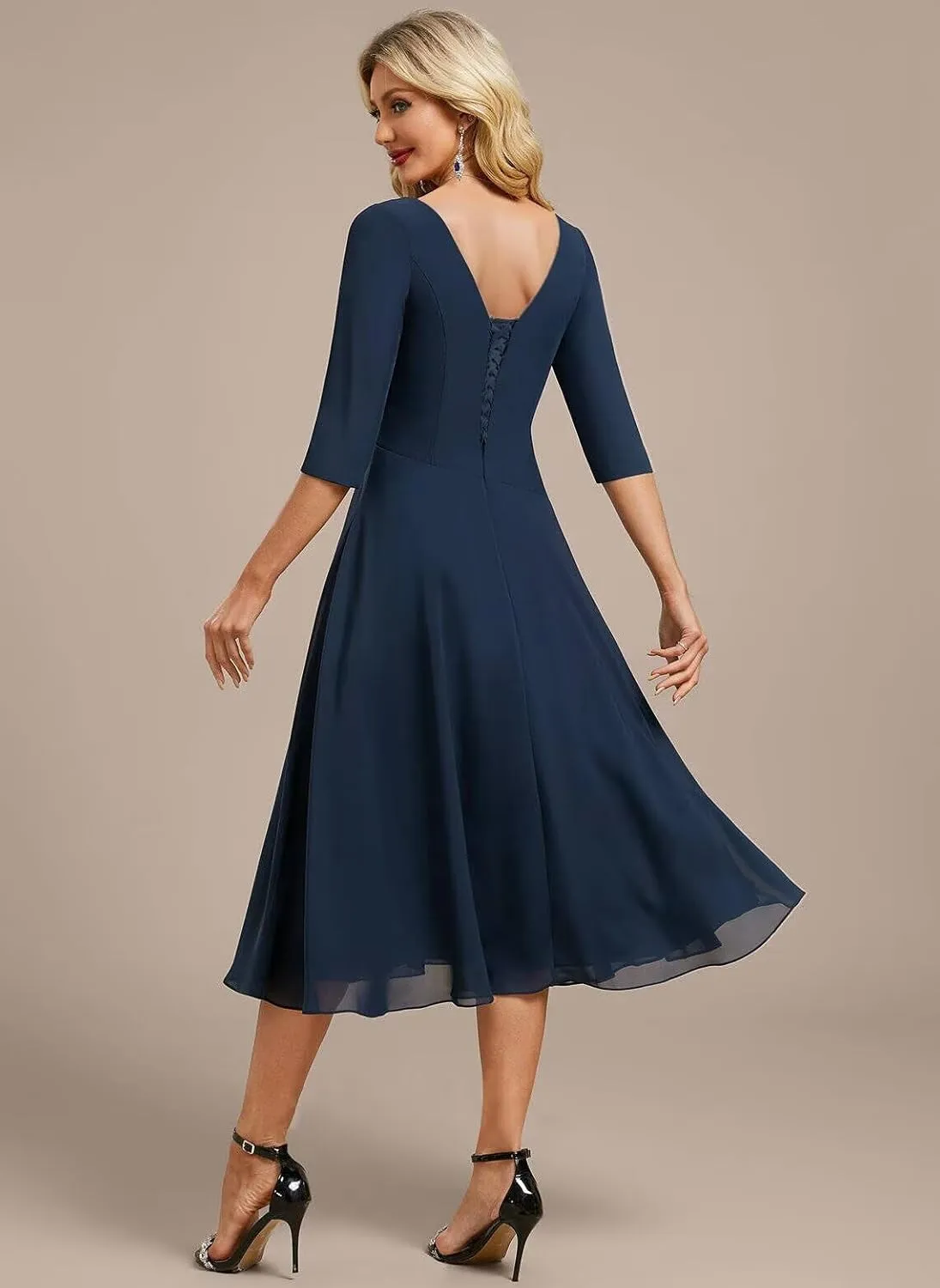 Women's V Neck Chiffon Mother of The Bride Dresses 2025 Ruffle Fuched Formal Evening Gown DE215