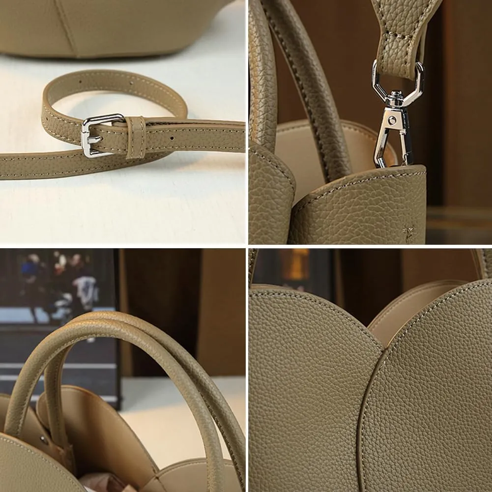 Womens Vegan Leather Shoulder Crossbody Bag Small Trendy Flower Tote Purse Top Handle Handbags Work Satchels 2pcs
