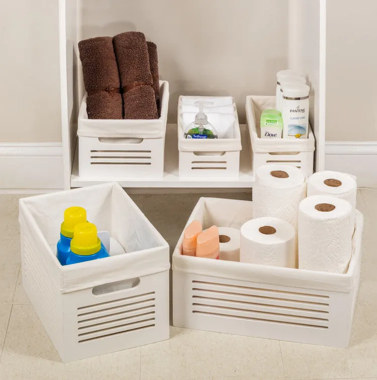 Wooden White Storage Bins - Small  (Wholesale)