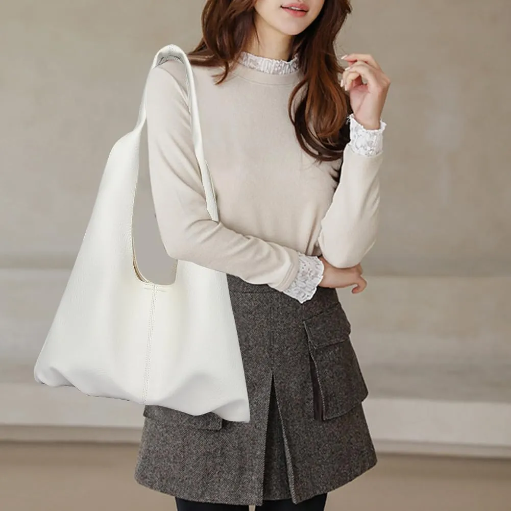 Work Tote Bag Soft Leather Purses for Women's Shoulder Handbags Come with a Zipper Pouch Hobo Bags Vegan Purse